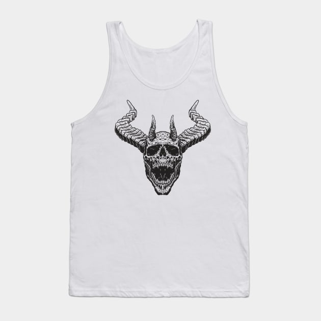 Devil Dark Skull Hell King Kill Dead Realtistic Detailed Black Tank Top by eijainspire